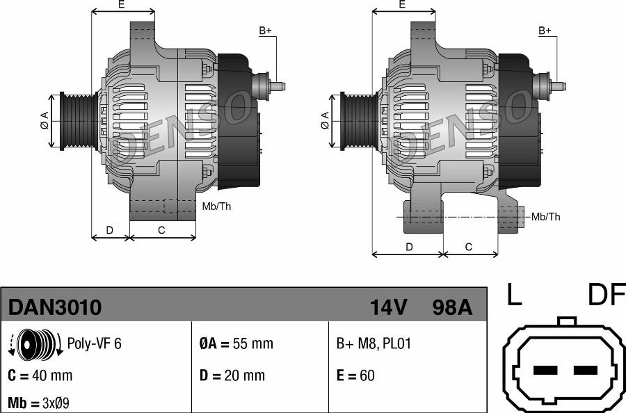 Denso DAN3010 - Γεννήτρια spanosparts.gr