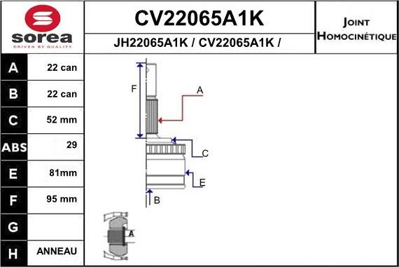 EAI CV22065A1K - Σετ άρθρωσης, άξονας μετάδ. κίν. www.spanosparts.gr