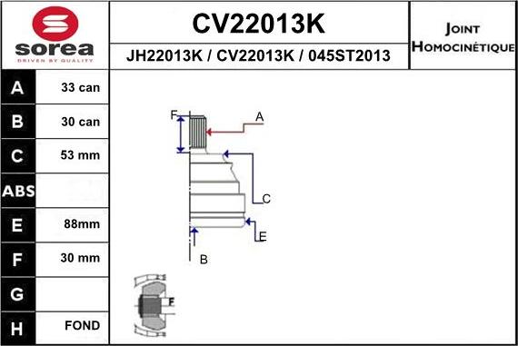 EAI CV22013K - Σετ άρθρωσης, άξονας μετάδ. κίν. spanosparts.gr