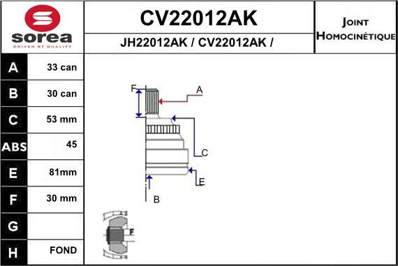 EAI CV22012AK - Σετ άρθρωσης, άξονας μετάδ. κίν. spanosparts.gr