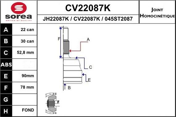 EAI CV22087K - Σετ άρθρωσης, άξονας μετάδ. κίν. spanosparts.gr