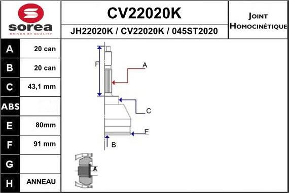 EAI CV22020K - Σετ άρθρωσης, άξονας μετάδ. κίν. spanosparts.gr