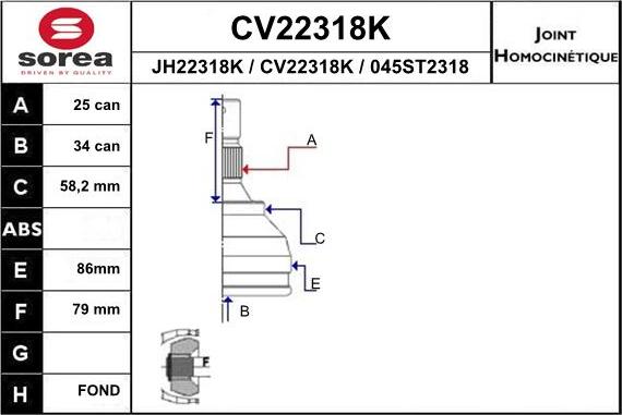 EAI CV22318K - Σετ άρθρωσης, άξονας μετάδ. κίν. spanosparts.gr