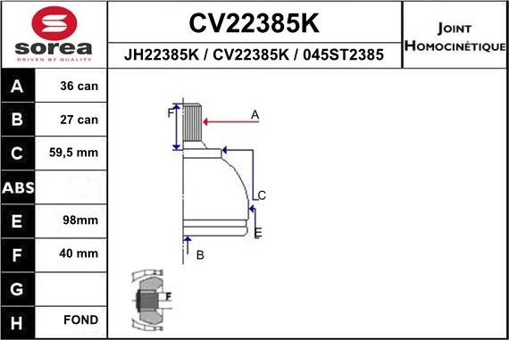 EAI CV22385K - Σετ άρθρωσης, άξονας μετάδ. κίν. spanosparts.gr