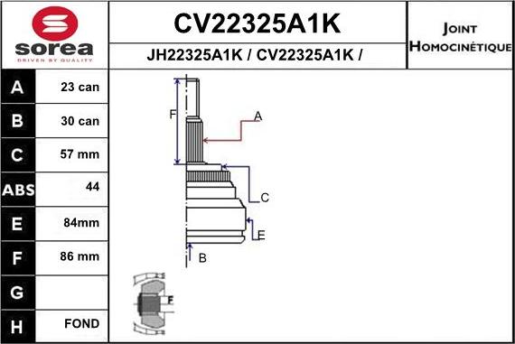 EAI CV22325A1K - Σετ άρθρωσης, άξονας μετάδ. κίν. spanosparts.gr