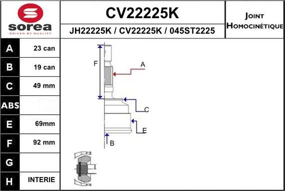 EAI CV22225K - Σετ άρθρωσης, άξονας μετάδ. κίν. spanosparts.gr