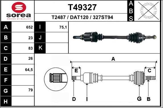 EAI T49327 - Άξονας μετάδοσης κίνησης spanosparts.gr
