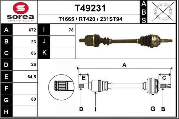 EAI T49231 - Άξονας μετάδοσης κίνησης spanosparts.gr