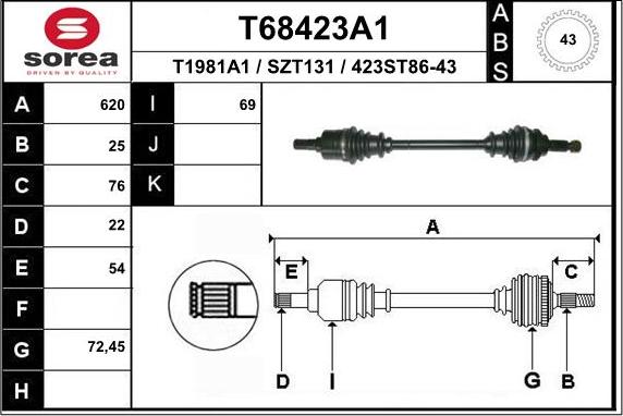EAI T68423A1 - Άξονας μετάδοσης κίνησης spanosparts.gr