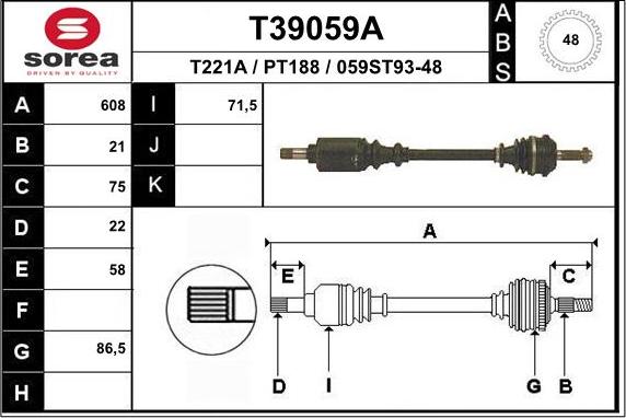 EAI T39059A - Άξονας μετάδοσης κίνησης spanosparts.gr