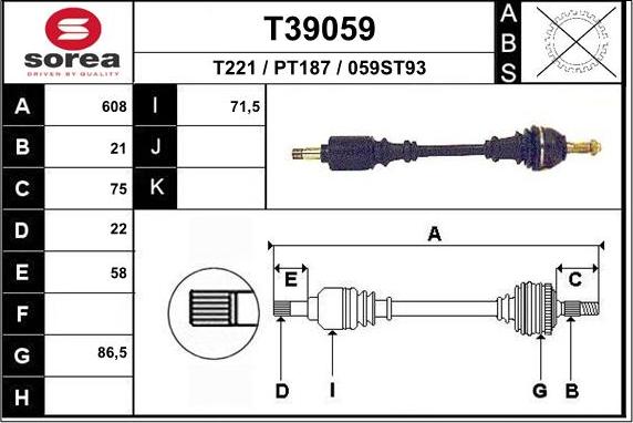 EAI T39059 - Άξονας μετάδοσης κίνησης spanosparts.gr
