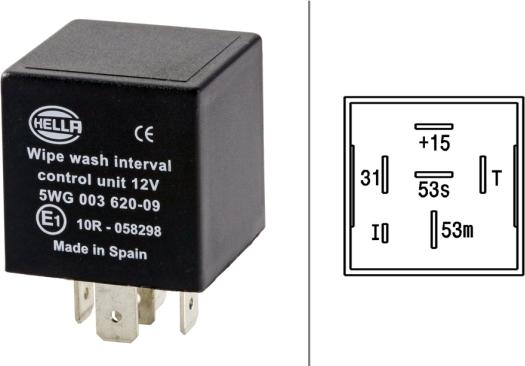 HELLA 5WG 003 620-097 - Ρελέ, διάστημα καθαρισμού και πλύσης spanosparts.gr