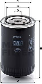 Mann-Filter W 940 - Φίλτρο λαδιού spanosparts.gr