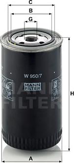 Mann-Filter W 950/7 - Φίλτρο λαδιού spanosparts.gr