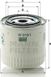 Mann-Filter W 916/1 - Φίλτρο λαδιού spanosparts.gr