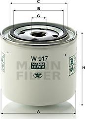Mann-Filter W 917 - Φίλτρο λαδιού spanosparts.gr