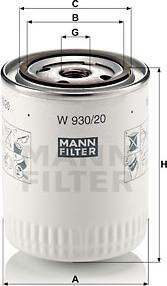 Mann-Filter W 930/20 - Φίλτρο λαδιού spanosparts.gr