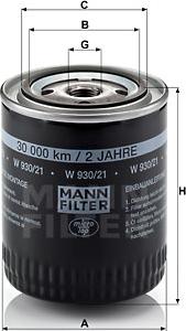 Mann-Filter W 930/21 - Φίλτρο λαδιού spanosparts.gr