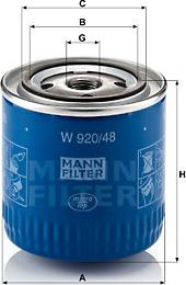 Mann-Filter W 920/48 - Φίλτρο λαδιού spanosparts.gr