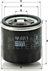Mann-Filter W 67/1 - Φίλτρο λαδιού spanosparts.gr