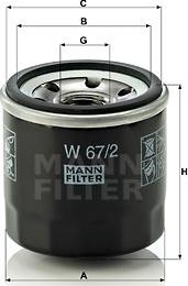 Mann-Filter W 67/2 - Φίλτρο λαδιού spanosparts.gr