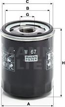 Mann-Filter W 67 - Φίλτρο λαδιού spanosparts.gr
