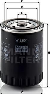 Mann-Filter W 830/1 - Φίλτρο λαδιού spanosparts.gr