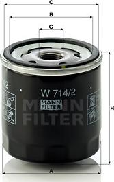 Mann-Filter W 714/2 - Φίλτρο λαδιού spanosparts.gr