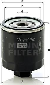 Mann-Filter W 712/52 - Φίλτρο λαδιού spanosparts.gr