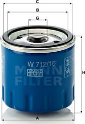 Mann-Filter W 712/16 - Φίλτρο λαδιού spanosparts.gr