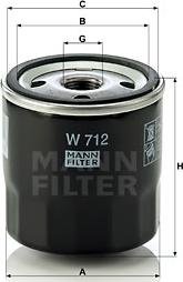 Mann-Filter W 712 - Φίλτρο λαδιού spanosparts.gr