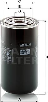 Mann-Filter WD 950/4 - Υδραυλ. φίλτρο, αυτόμ. κιβ. ταχυτ. spanosparts.gr