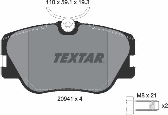 Textar 2094102 - Σετ τακάκια, δισκόφρενα spanosparts.gr
