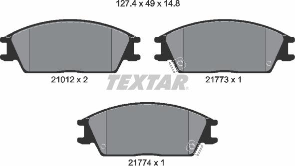 Textar 2101202 - Σετ τακάκια, δισκόφρενα spanosparts.gr