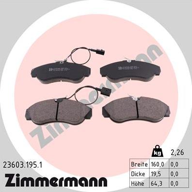 Zimmermann 23603.195.1 - Σετ τακάκια, δισκόφρενα spanosparts.gr