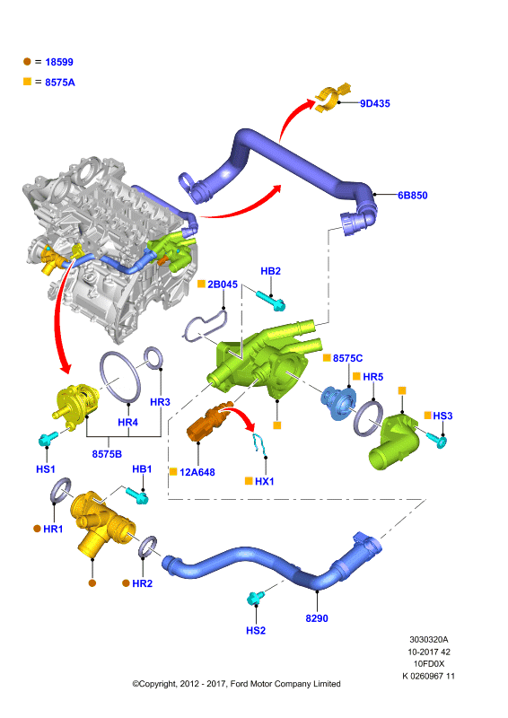 FORD 1 702 985 - Αισθητήρας, θερμοκρ. ψυκτικού υγρού spanosparts.gr