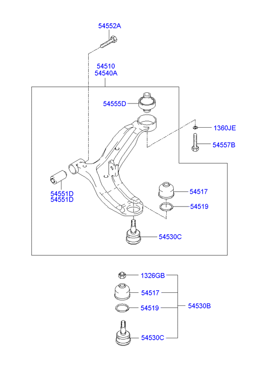 Hyundai 54503-25A00* - Άρθρωση υποστήριξης spanosparts.gr