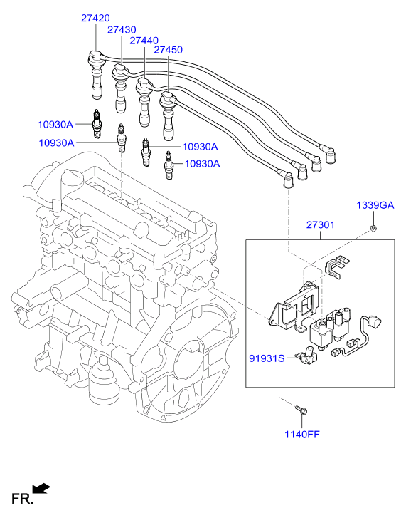 Hyundai 27440-03000 - Σετ καλωδίων υψηλής τάσης spanosparts.gr