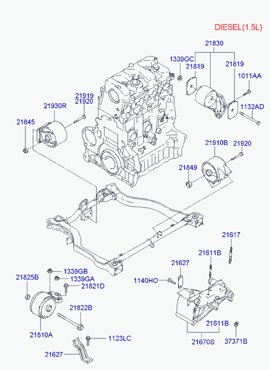 Hyundai 2193025010 - Έδραση, κινητήρας spanosparts.gr
