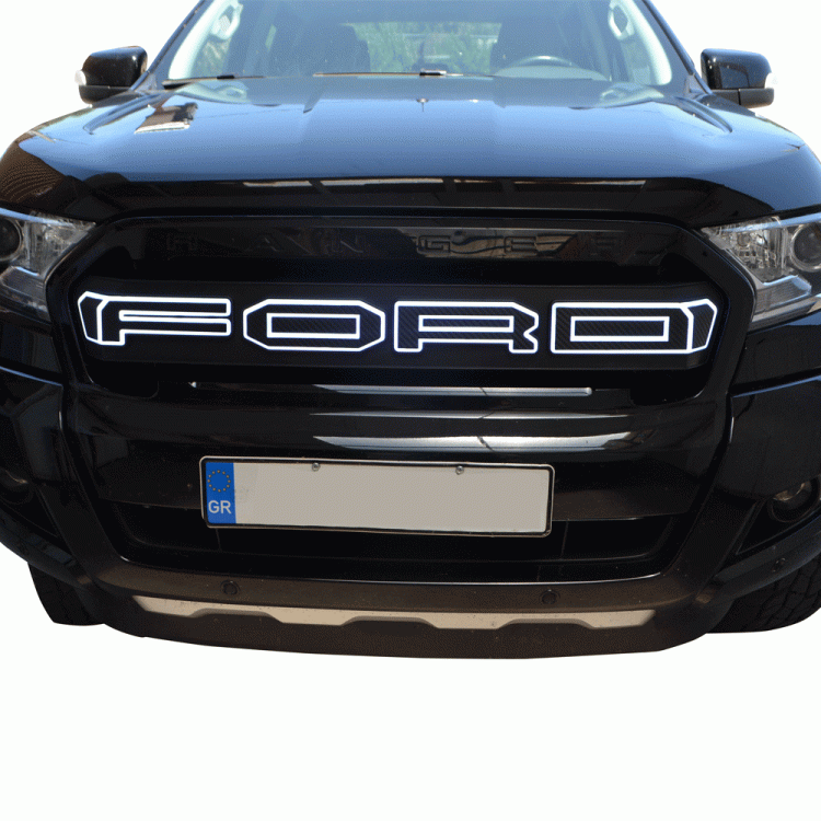 ΕΜΠΡΟΣΘΙΑ ΜΑΣΚΑ ΜΕ LED ΦΩΤΙΖΟΜΕΝΑ ΓΡΑΜΜΑΤΑ GRILLE 804LED FORD RANGER T7 2017+