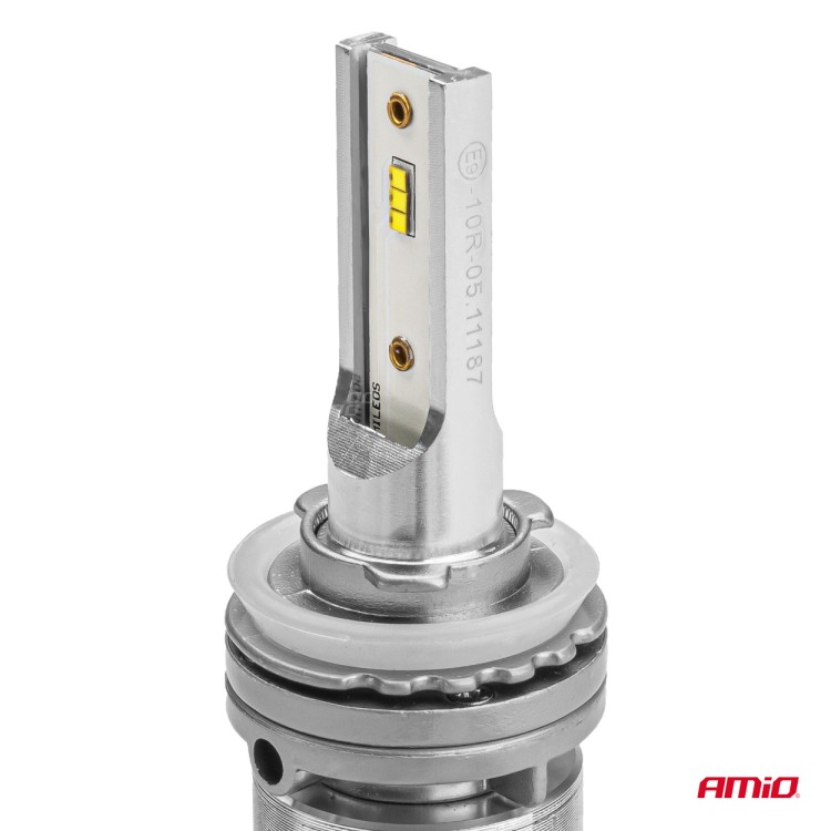 Amio - Λάμπες LED H8/H9/H11 τύπου RS+ Series τάση λειτουργίας 12-36V απόδοσης 50W με ψύκτρα λεπίδες φτερού Can-bus για Επιβατικά Αυτοκίνητα και Φορτηγά - 2 τεμ. (01086/71775/AM)