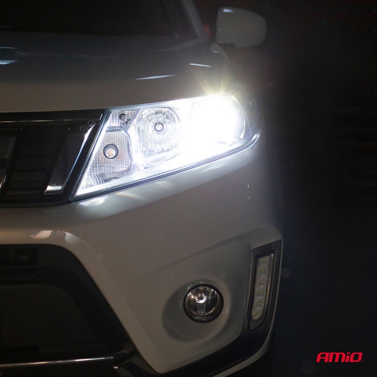 Amio - Λάμπες LED H8/H9/H11 τύπου RS+ Series τάση λειτουργίας 12-36V απόδοσης 50W με ψύκτρα λεπίδες φτερού Can-bus για Επιβατικά Αυτοκίνητα και Φορτηγά - 2 τεμ. (01086/71775/AM)