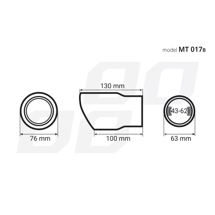 ΑΚΡΟ ΕΞΑΤΜΙΣΗΣ ΜΑΥΡΟ 130x76mm Φ43>62 ΑΚΡΟ ΕΞΑΤΜΙΣΗΣ ΜΑΥΡΟ 130x76mm Φ43>62