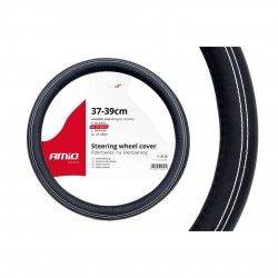 Amio - Κάλυμμα Τιμονιού Τύπου Swc-15-M διάσταση 37-39cm υλικό Δερματίνη χρώμα Μαύρο Με Λευκή Ραφή μέγεθος M για Επιβατικά Αυτοκίνητα - 1 τεμ. (01380/AM) Amio - Κάλυμμα Τιμονιού Τύπου Swc-15-M διάσταση 37-39cm υλικό Δερματίνη χρώμα Μαύρο Με Λευκή Ραφή μέγεθος M για Επιβατικά Αυτοκίνητα - 1 τεμ. (01380/AM)