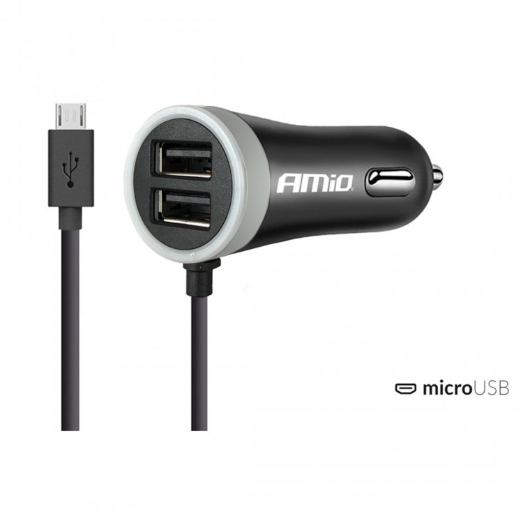 Amio - Φορτιστής Αναπτήρα 12-24V 2.4A με 2 θύρες USB και καλώδιο Micro USB για ταυτόχρονη φόρτιση συσκευών με σταθερή παροχή ρεύματος σε αυτοκίνητα και επαγγελματικά οχήματα - 1 Τεμ. (02056/AM) Amio - Φορτιστής Αναπτήρα 12-24V 2.4A με 2 θύρες USB και καλώδιο Micro USB για ταυτόχρονη φόρτιση συσκευών με σταθερή παροχή ρεύματος σε αυτοκίνητα και επαγγελματικά οχήματα - 1 Τεμ. (02056/AM)