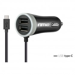 Amio - Φορτιστής Αναπτήρα 12-24V 2.4A με 2 θύρες USB και καλώδιο Type-C για ταυτόχρονη φόρτιση συσκευών με σταθερή παροχή ρεύματος σε αυτοκίνητα και επαγγελματικά οχήματα - 1 Τεμ. (02058/AM) Amio - Φορτιστής Αναπτήρα 12-24V 2.4A με 2 θύρες USB και καλώδιο Type-C για ταυτόχρονη φόρτιση συσκευών με σταθερή παροχή ρεύματος σε αυτοκίνητα και επαγγελματικά οχήματα - 1 Τεμ. (02058/AM)