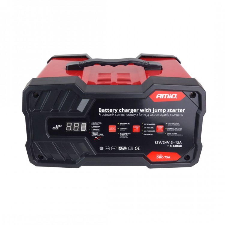 ΕΚΚΙΝΗΤΗΣ/ΦΟΡΤΙΣΤΗΣ ΜΠΑΤΑΡΙΑΣ 12/24V 12A (75Α START ENGINE) ΜΕ TESTER ΚΑΙ ΠΡΟΣΤΑΣΙΑ ΥΠΕΡΦΟΡΤΩΣΗΣ  AMiO – 1 ΤΕΜ.
