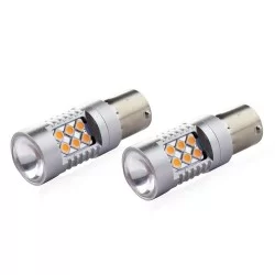 PY21W 12/24V 6.000k 0.54A - 6.48W 800lm LED 24xSMD3030 CAN-BUS ΠΟΡΤΟΚΑΛΙ 18x56mm  AMIO -2 ΤΕΜ.