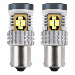 Amio - ΛΑΜΠΑΚΙΑ ΜΟΝΟΠΟΛΙΚΑ LED ΛΕΥΚΑ CAN-BUS P21W BA15S 12/24V 24xSMD 3020 - 2 TEM. (02797/AM)