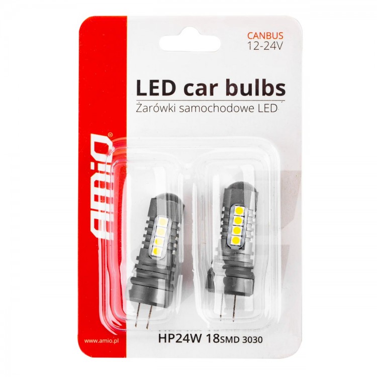 ΛΑΜΠΑΚΙΑ HP24W 12/24V 18xSMD 3030 LED ΛΕΥΚΑ CAN-BUS ΑMiO - 2 TEM.